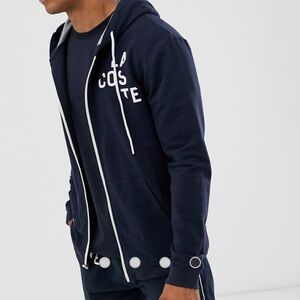 Lacoste Men's Zip-Up Navy Hoodie Size Large